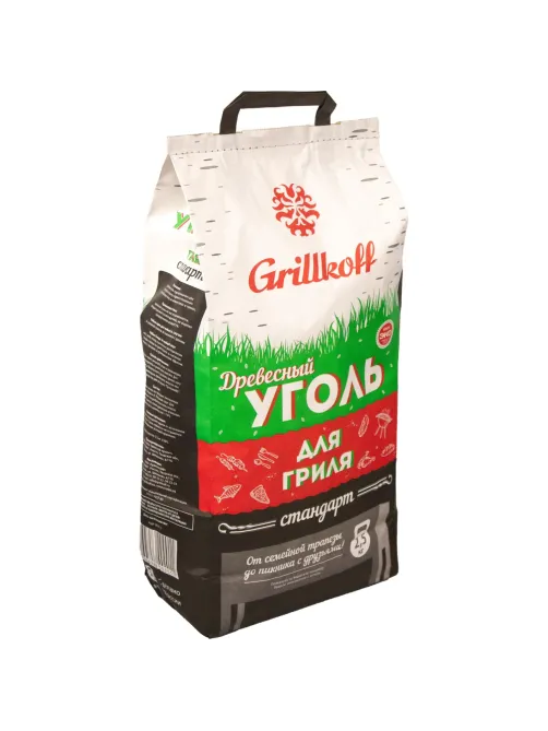 Уголь древесный для гриля Grillkoff Стандарт, пакет 2.5кг с ручкой, 1