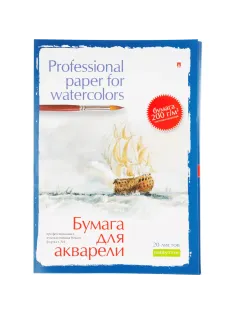 Папка для рисования акварелью А4,20л,блок ГОЗНАК 200гр 4-021 дизайн в ассор