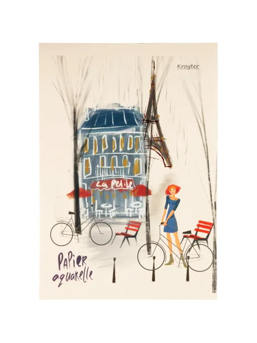 Альбом для рисования акварелью Kroyter 40л,склей А4,Город,фольга,60120