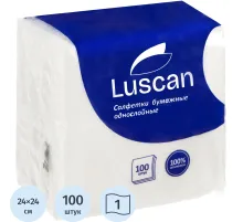 Салфетки бумажные Luscan 1сл24х24белые100шт/уп