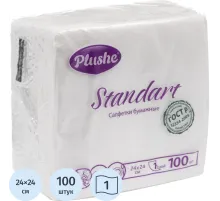Салфетки бумажные Plushe Standart 24х24см 1сл 100шт/уп