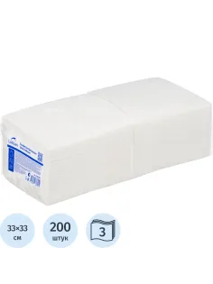 Салфетки бумажные Luscan 3 сл 33х33см белые 200 шт/уп