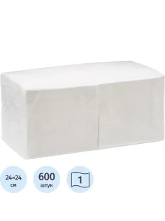 Салфетки бумажные BIG PACK 1сл.24х24 белые 600шт./уп