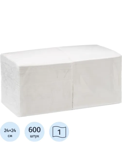 Салфетки бумажные BIG PACK 1сл.24х24 белые 600шт./уп