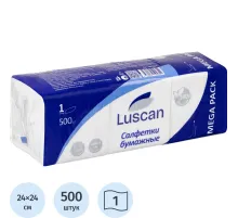Салфетки бумажные Luscan 1 сл 24х24 белые 500 шт/уп