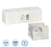 Салфетки бумажные Luscan 1 сл 24x24см белые 100штх4, спендер