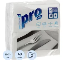 Салфетки бумажные Protissue 1/8 слож 2сл 33х33см белые 100л/уп_C233