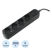 Удлинитель Power Cube 4р/5м без выкл 16А черн (PC-2B-5M)
