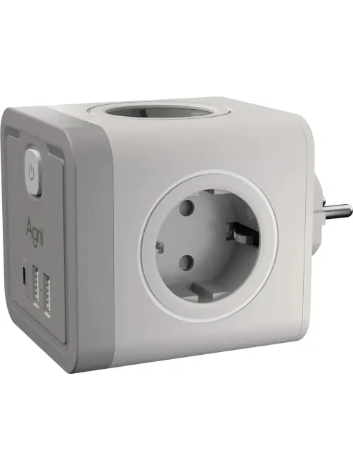 Тройник AGNI 4/220 + 2 USB + 1 Type C,белый(TP-WJ3U4E-C-white)
