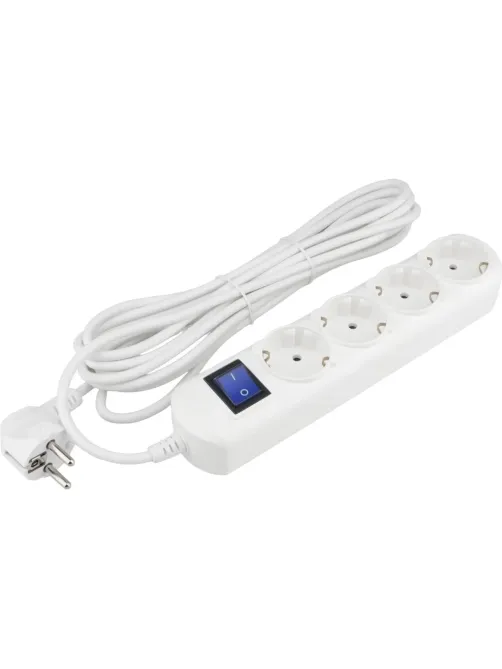Удлинитель Power Cube 4р/7м с/з с выкл 10А бел (PC-4B-7M)