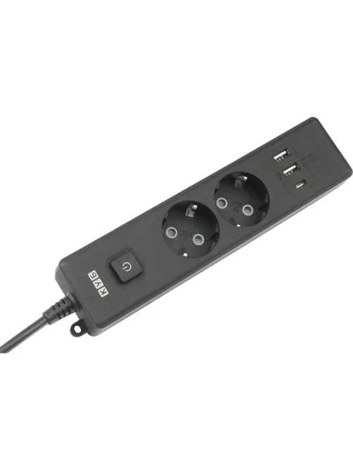 Удлинитель Power Cube, 2р/1.9 м выкл.,3USB, 3.5кВт,16А,3x1,0 черн(PC-5B-2M)
