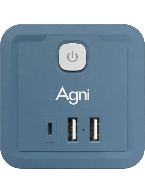Тройник AGNI 4/220 + 2 USB + 1 Type C,синий(TP-WJ3U4E-C-blue)