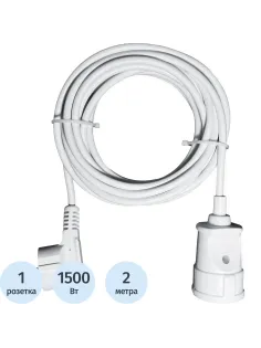 Удлинитель PROGIX PG110 1р/2м/1,5кВт/6А заземление, белый, ПВС 3х0.75
