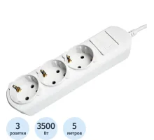 Удлинитель Power Cube 3р/5м без выкл 16А бел (PC-4-5M)
