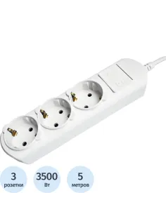 Удлинитель Power Cube 3р/5м без выкл 16А бел (PC-4-5M)