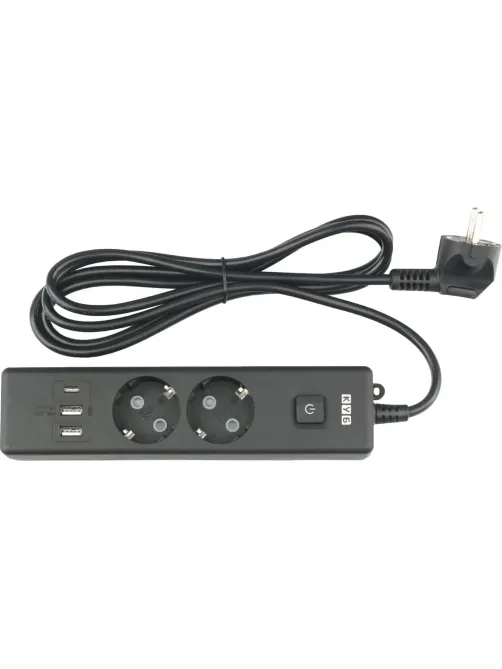 Удлинитель Power Cube, 2р/1.9 м выкл.,3USB, 3.5кВт,16А,3x1,0 черн(PC-5B-2M)