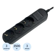 Удлинитель Power Cube 3р/3м без выкл 16А черн (PC-6B-3M)