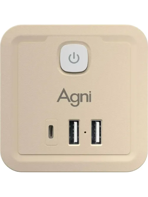 Тройник AGNI 4/220 + 2 USB + 1 Type C, слоновой кости(TP-WJ3U4E-C-ivory)