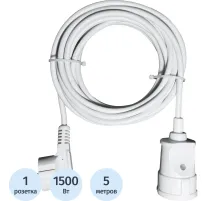 Удлинитель PROGIX PG112 1р/5м/1,5кВт/6А заземление, белый, ПВС 3х0.75