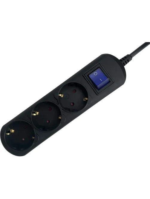 Удлинитель Power Cube 3р/3м с/з с выкл 16А черн (PC-7B-3M)