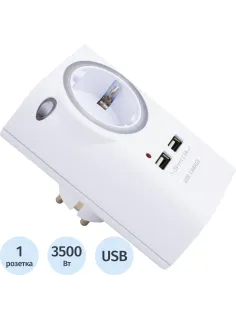 Переходник для розеток с USB портом СТАРТ С/А SA 1-ZD-2USB-L 10/60