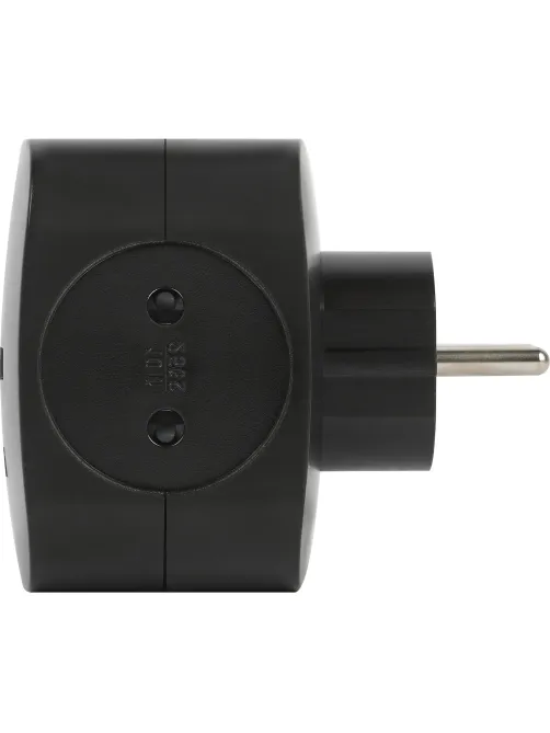 Разветвитель ЭРА SP-4-USB-B (4р 220V + 2xUSB 2400mA/без заземл/10А, черный)