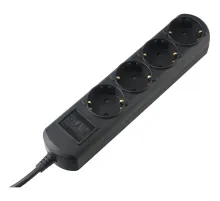 Удлинитель Power Cube 1,5м, 4р, без выкл., 10А черн. (PC-1B-1,5M)