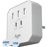Тройник AGNI USB-A,2 USB-C, белый(TP-WB2U3E-white)