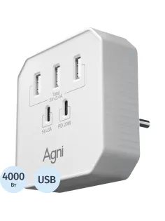 Тройник AGNI USB-A,2 USB-C, белый(TP-WB2U3E-white)