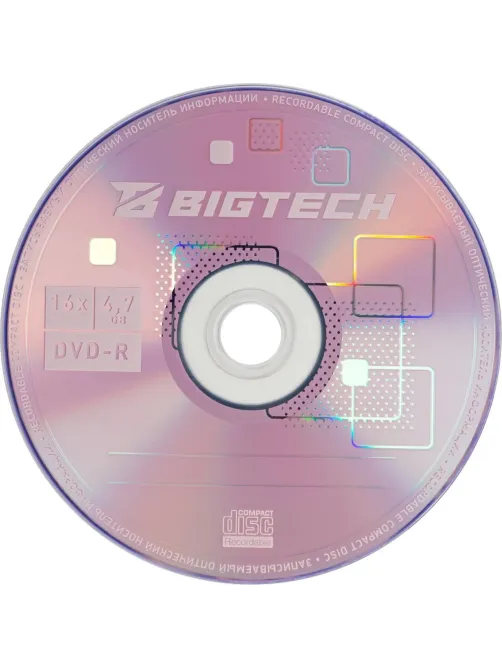 Носители информации Bigtech YDVDRB006 DVD-R 4,7 Гб/16x/1шт (бокс)