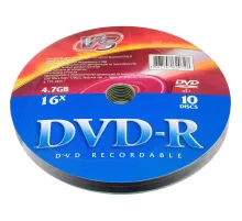 Носители информации DVD-R (VSDVDRS1001), 4,7 GB 16x, VS, 10шт/уп