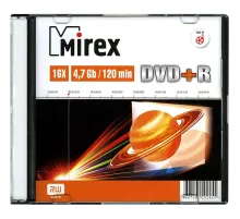 Носители информации DVD+R, 16x, Mirex, Slim/1, UL130013A1S