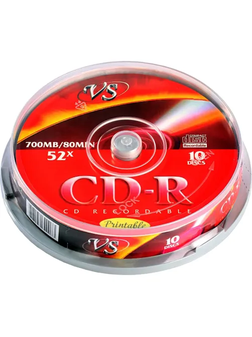 Носители информации CD-R 80 52x, VS, 10шт/уп Ink Print