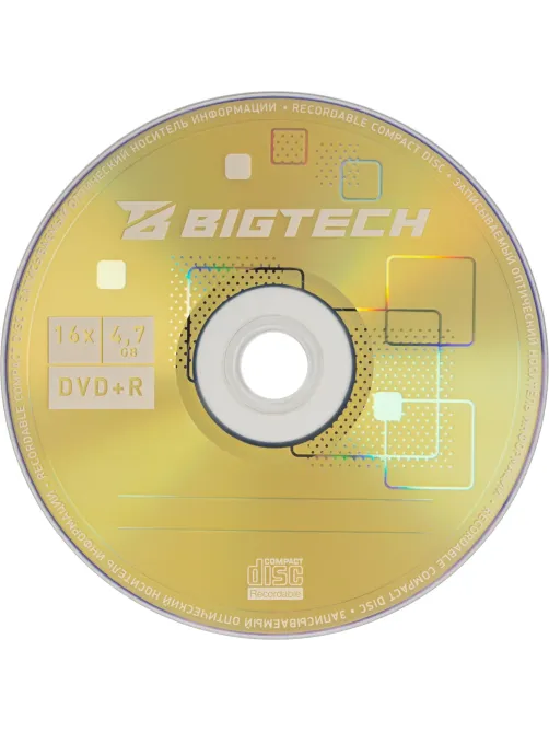 Носители информации Bigtech YDVDRB010 DVD+R 4,7 Гб/16х/1шт конверт белый