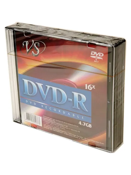 Носители информации DVD-R, 16x, VS, Slim/5, VSDVDRSL501
