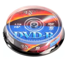 Носители информации DVD-R (VSDVDRCB1001), 4,7 GB 16x, VS, 10шт/уп