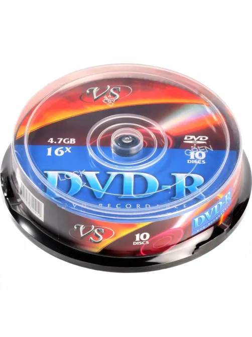 Носители информации DVD-R (VSDVDRCB1001), 4,7 GB 16x, VS, (10шт/уп)