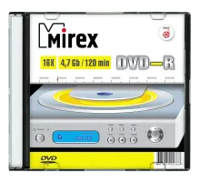 Носители информации DVD-R, 16x, Mirex, Slim/1, UL130003A1S