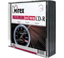 Носители информации CD-R, 52x, Mirex Maximum, Slim/5, UL120052A8F