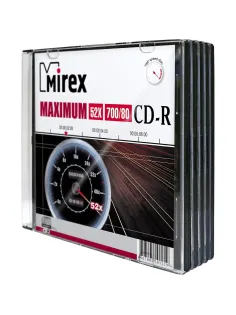 Носители информации CD-R, 52x, Mirex Maximum, Slim/5, UL120052A8F