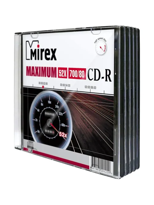 Носители информации CD-R, 52x, Mirex Maximum, Slim/5, UL120052A8F