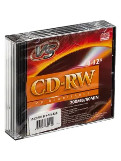 Носители информации CD-RW, 4x-12x, VS, Slim/5, VSCDRWSL501