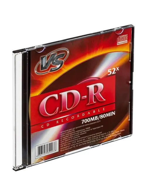Носители информации CD-R, 52x, VS, Slim/5, VSCDRSL501
