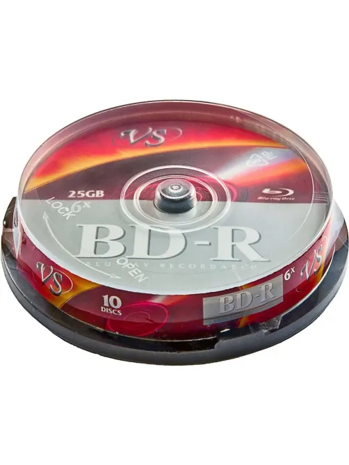 Носители информации Blu-ray BD-R, 6x, VS, Cake/10, VSBDR4CB1002