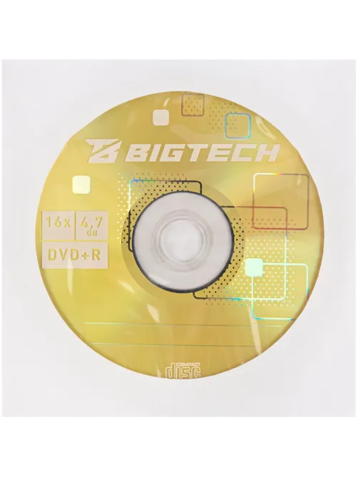 Носители информации Bigtech YDVDRB010 DVD+R 4,7 Гб/16х/1шт конверт белый