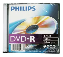 Носители информации DVD-R Philips (DM4S6S01F/97)4.7 Gb, 16x, Slim Case 1шт