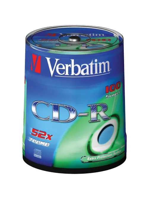 Носители информации CD-R, 52x, Verbatim Extra Protection, Cake/100, 43411