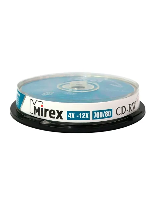 Носители информации CD-RW, 4x-12x, Mirex, Cake/10, UL121002A8L