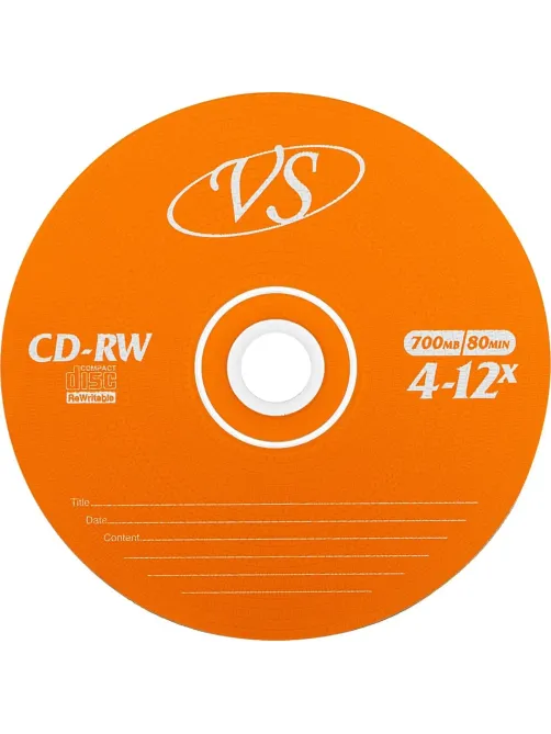 Носители информации CD-RW, 4x-12x, VS, Slim/5, VSCDRWSL501