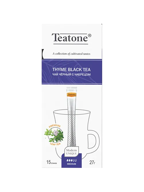 Чай Teatone черный с чабрецом в металл.стике 15шт/уп. 745